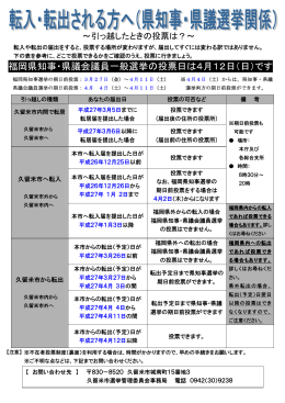 福岡県知事・県議会議員一般選挙の投票日は4月12日（日