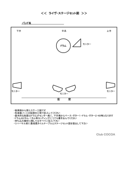 Club COCOA 客 席 ＜＜ ライヴ・ステージセット図