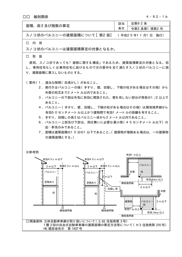 スノコ状のバルコニーの建築面積について