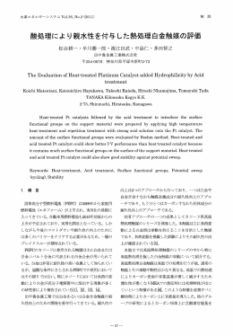 酸処理により親水性を付与した熱処理白金触媒の評価