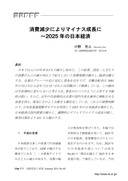 消費減少によりマイナス成長に ～2025 年の日本経済