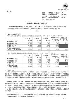 業績予想の修正に関するお知らせ
