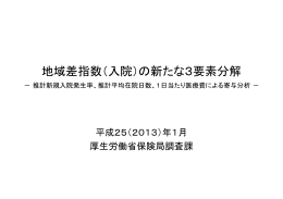 地域差指数（入院）の新たな3要素分解（平成25年1月）