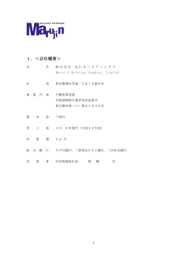 1．＜会社概要＞