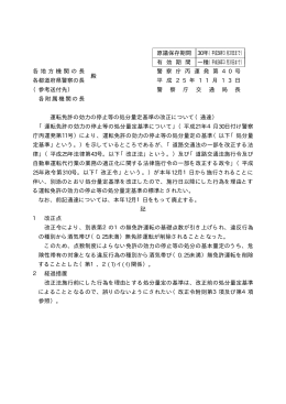 運転免許の効力の停止等の処分量定基準の改正について