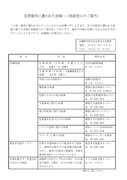 犯罪被害に遭われた皆様へ（相談窓口のご案内）