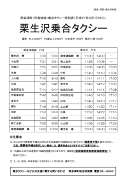 添付ファイル: 栗生沢乗合タクシー時刻表