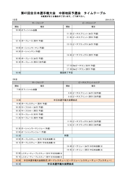 共通 タイムテーブル（中部地区予選会2015・中日本選手権2015）
