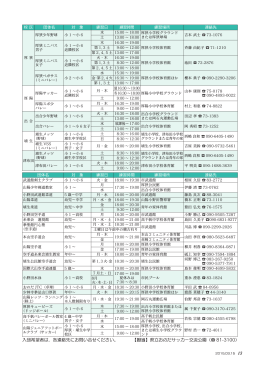 入団希望者は，各連絡先にお問い合せください。 【担当