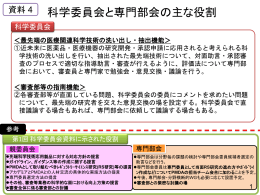 科学委員会と専門部会の主な役割