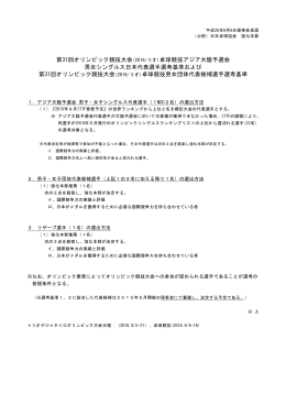 第31回オリンピック競技大会(2016/リオ)卓球競技アジア大陸予選会