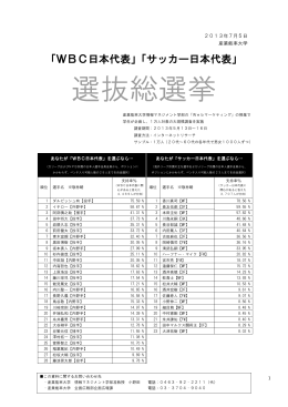 WBC／サッカー日本代表選抜総選挙（PDF＝220KB）
