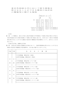東京外国語大学において授与資格を 得させることができる教員の免許状