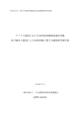 アフリカ諸国における知的財産権制度運用実態 及び域外主要国による知