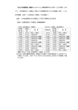 「なら大和路探訪 飛鳥キャンペーン」開催期間中の土休日（29日間）にお