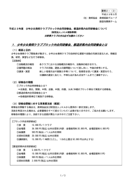1．少年少女発明クラブブロック内合同研修会、都道府県内