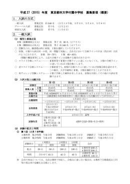 平成 27（2015）年度 東京都市大学付属中学校 募集要項（概要） 1．入試