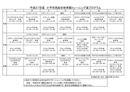 平成27年度 小平市民総合体育館トレーニング室プログラム