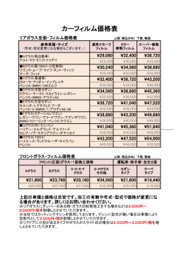 カーフィルム価格表