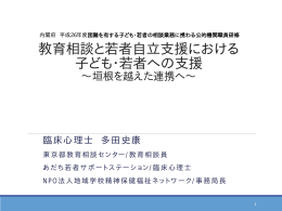 各講師資料 （3）【多田史康】配布レジュメ（「教育相談と若者自立
