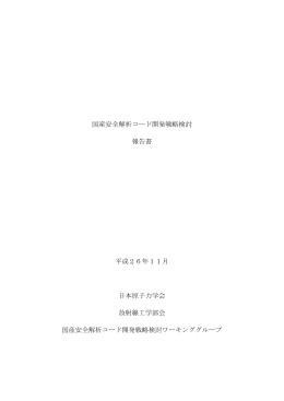 国産安全解析コード開発戦略検討 報告書 平成26年
