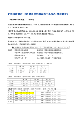 平成27年「根室の千島桜」開花宣言について（PDF