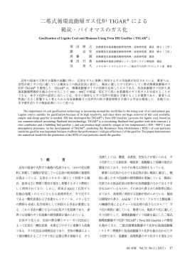 二塔式循環流動層ガス化炉 TIGAR &reg; による 褐炭・バイオマスの