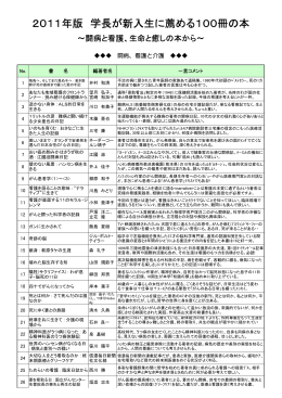 2011年版 学長が新入生に薦める100冊の本