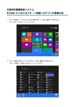 日医特定健康診査システム Windows 8 におけるスタート画面へのアプリ