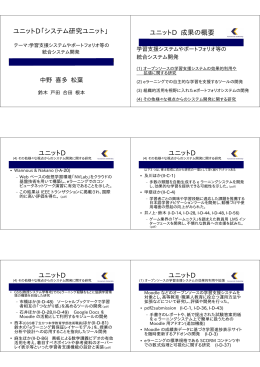 ユニットDの概要 - 教授システム学専攻