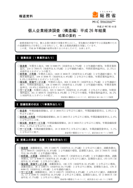 個人企業経済調査（構造編）平成 26 年結果