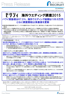 海外ウエディング調査2015 - リクルートマーケティングパートナーズ