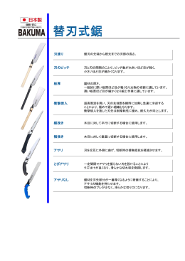 刃渡り 刃のピッチ 板厚 衝撃焼入 縦挽き 横挽き アサリ とびアサリ アサリ