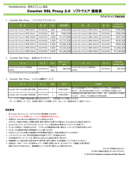ソフトウエア版・製品価格表