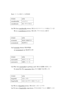 No.8 スペルが似ている形容詞 形容詞 意味 considerable かなりの