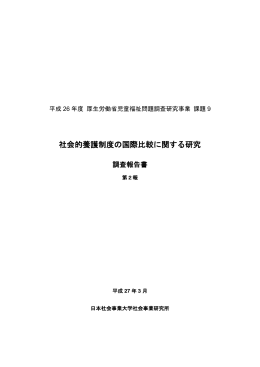 社会的養護制度の国際比較に関する研究 調査報告