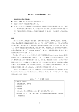 脳死判定における補助検査について 1、脳死判定の