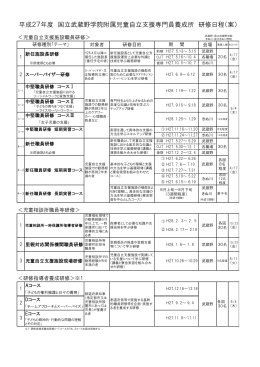 平成27年度 国立武蔵野学院附属児童自立支援専門員養成所 研修日程