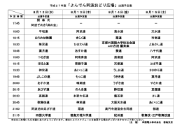 平成27年度「よんでん阿波おどり広場」出演連プログラム