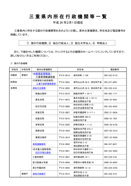 三重県内所在行政機関等一覧