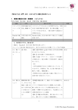 『まるごと』入門（A1）＜かつどう＞教え方のポイント 1. 授業の構成の目安