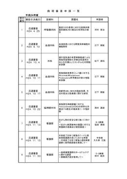 倫 理 審 査 申 請 一 覧
