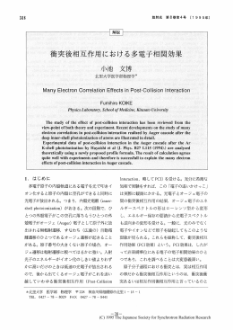 衝突後相互作用における多電子相関効果・・・・小池文博