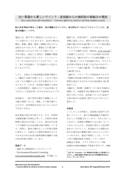 古い革袋から新しいワイン？ &ndash; 沈没船からの油回収の取組みの