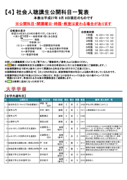 03_【4】公開科目一覧 (後期抽出）H27.9.8現在
