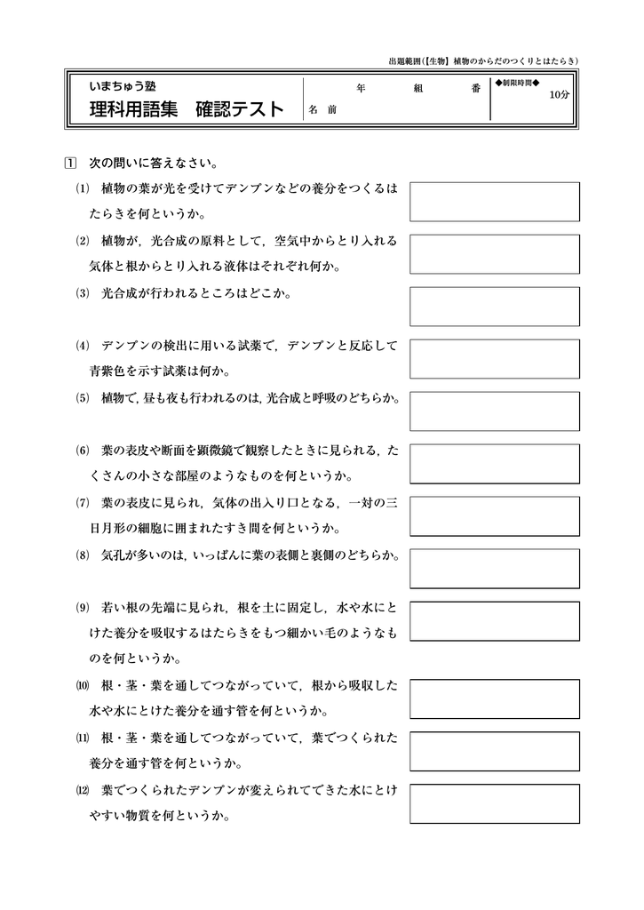 植物のからだのつくりとはたらき