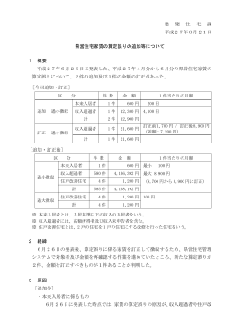 建 築 住 宅 課 平成27年8月21日 県営住宅家賃の算定誤りの追加等