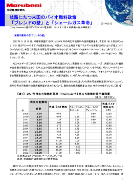 岐路にたつ米国のバイオ燃料政策 「ブレンドの壁」と「シェールガス