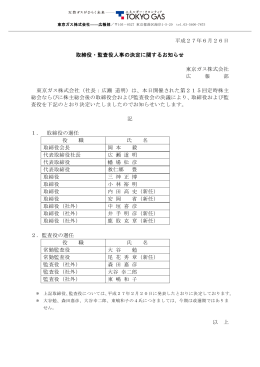 取締役・監査役人事の決定に関するお知らせ