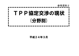 参考資料2 TPP協定交渉の現状（分野別）＜平成24年3月＞ [PDF